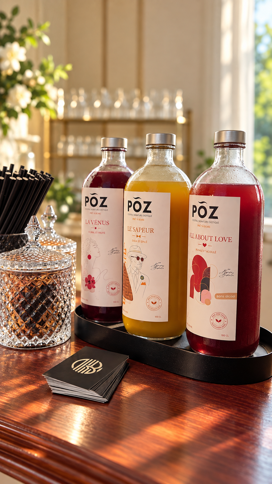Bouteilles de cocktails POZ : La Vénus, Le Sapeur et All About Love